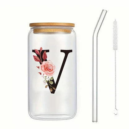 Alpha Bloom Glass – A to Z Floral Letter Cup