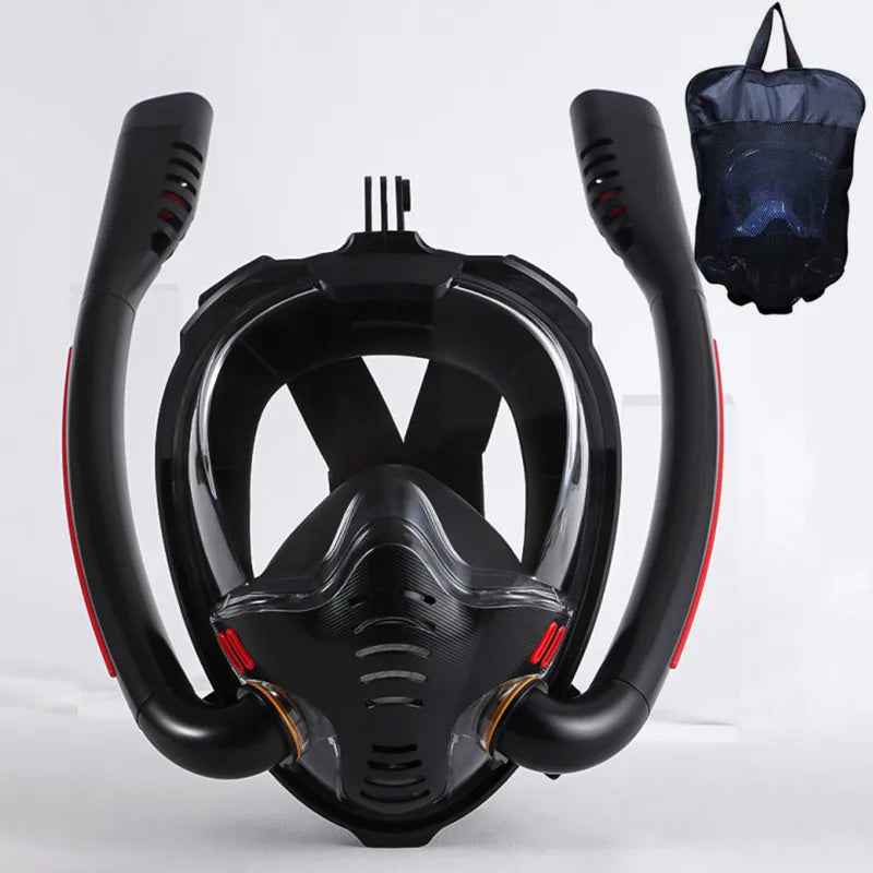 Aqua Glide Dual Tube Snorkel Mask – Full Face Dry Diving Gear
