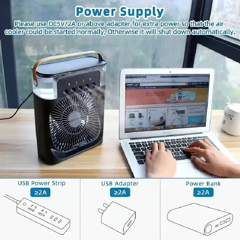 Breeze Lux — 3-in-1 Mini Air Cooler with LED Light