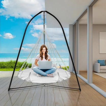 “CloudNest 56” Hanging Swing Nest Daybed – White” 🌿