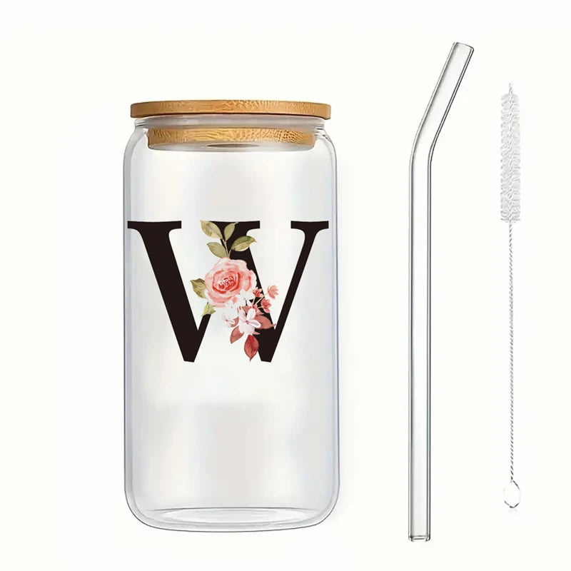 Alpha Bloom Glass – A to Z Floral Letter Cup
