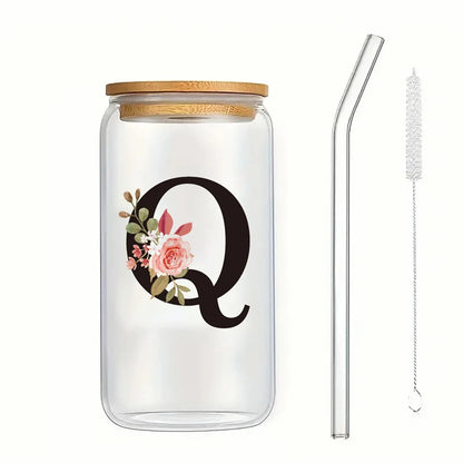 Alpha Bloom Glass – A to Z Floral Letter Cup