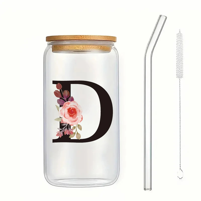 Alpha Bloom Glass – A to Z Floral Letter Cup
