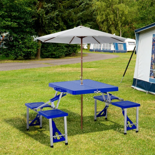 CampMate 4-in-1 Folding Picnic Table Set with Seats & Umbrella Hole
