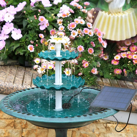 Aqua Bloom Solar 3T — 3-Tier Bird Bath & Fountain