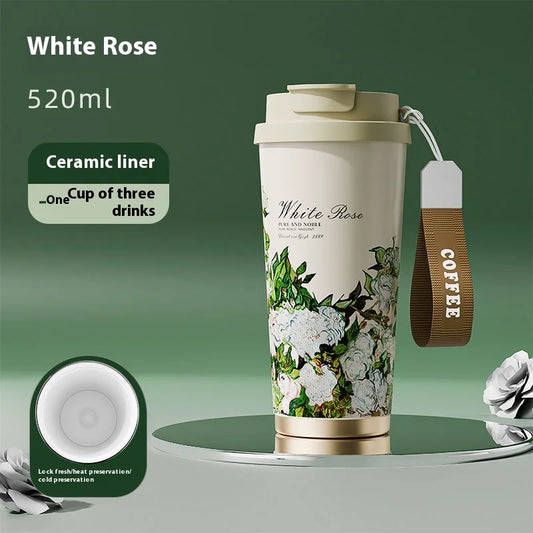 BrewBloom™ – Ceramic-Look Thermo Cup with Straw