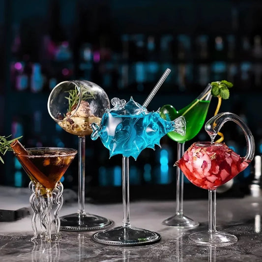 ✨ Ocean Fantasy Cocktail Glass – Personalized Pufferfish & Octopus Design ✨