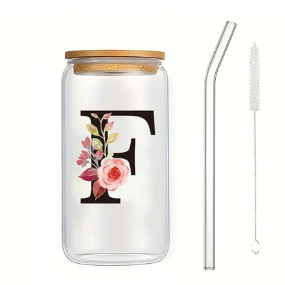 Alpha Bloom Glass – A to Z Floral Letter Cup