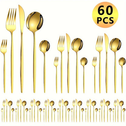 Auraglow – 60pc Golden Luxe Cutlery Set
