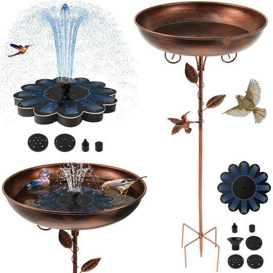 🌿Solar Serenade Vintage Bird Bath & Fountain Set