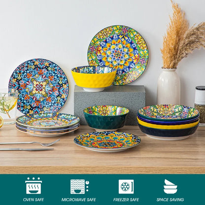 BohoBloom™ Floral Ceramic Bowl Set