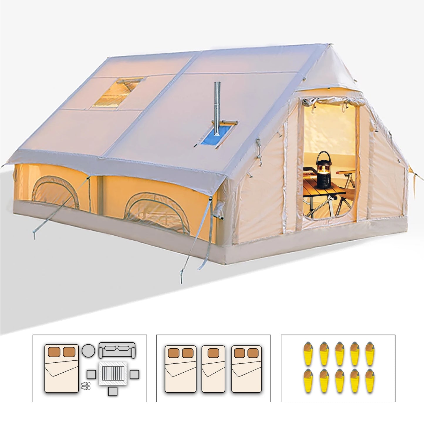 AirDome Haven 12P – Large Inflatable 4-Season Camping Tent