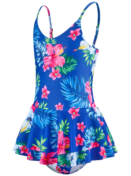 Bloom plash – Floral One-Piece Skirted Swimsuit for Girls