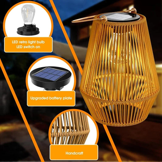 SolWeave – Handwoven Solar Lantern for Garden & Villa Decor (1PCS/2PCS)