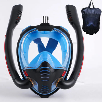 Aqua Glide Dual Tube Snorkel Mask – Full Face Dry Diving Gear