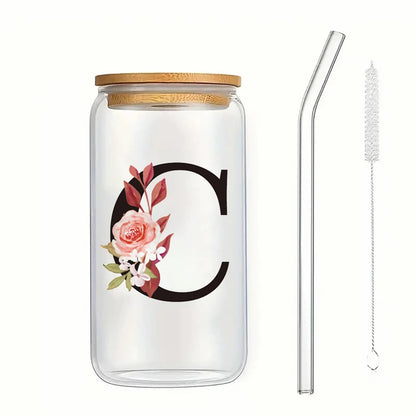 Alpha Bloom Glass – A to Z Floral Letter Cup