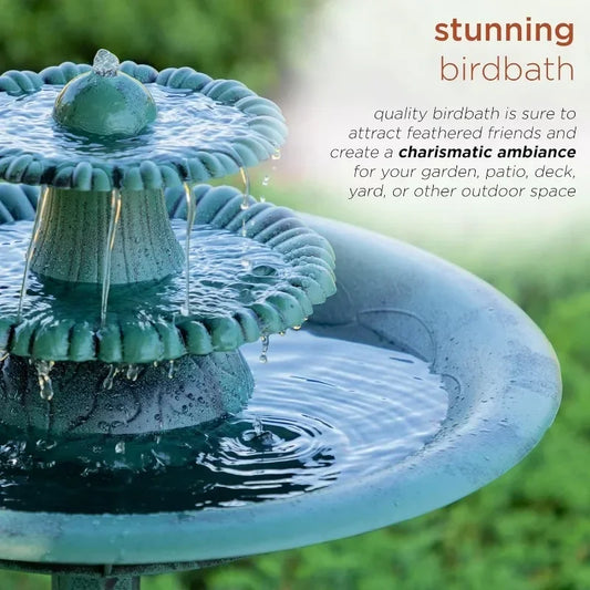 Verdant Cascade – 3-Tier Garden Fountain & Birdbath