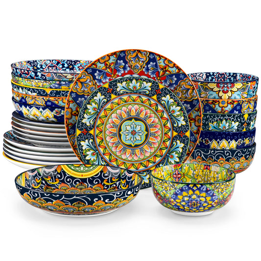 "Soloria – 24-Piece Boho Ceramic Dinnerware Set"