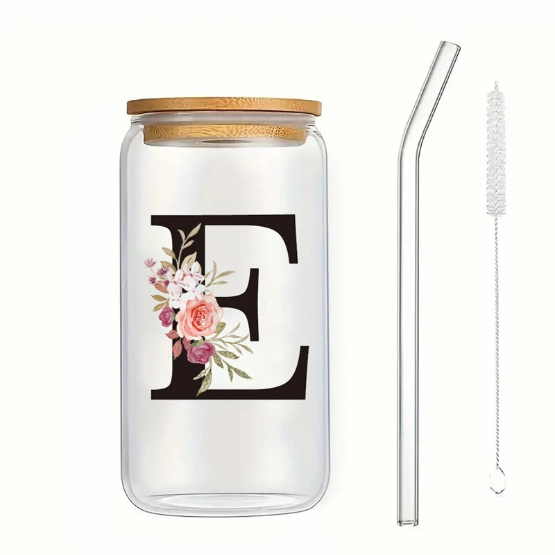 Alpha Bloom Glass – A to Z Floral Letter Cup