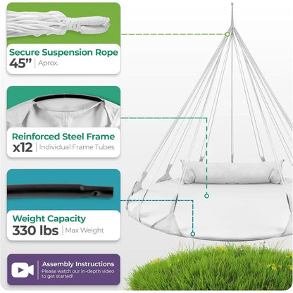 “CloudNest 56” Hanging Swing Nest Daybed – White” 🌿
