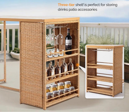 MKDK Luxe Outdoor Bar Set – 5 Piece Patio High Top Table & Chairs