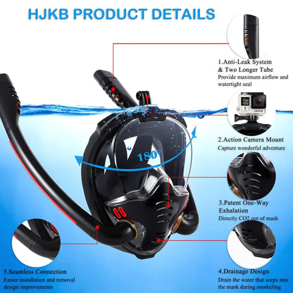Aqua Glide Dual Tube Snorkel Mask – Full Face Dry Diving Gear