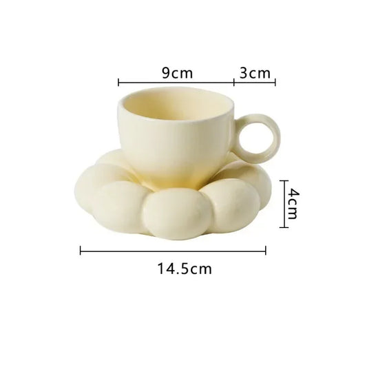 CloudBlossom ☕🌼 – Creative Cloud & Flower Ceramic Cup & Saucer Set