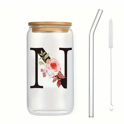 Alpha Bloom Glass – A to Z Floral Letter Cup