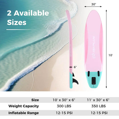 🌊🛶AquaGlide 10’ – Inflatable Stand-Up Paddle Board with Backpack