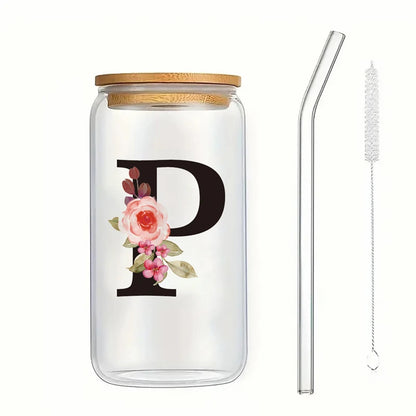 Alpha Bloom Glass – A to Z Floral Letter Cup