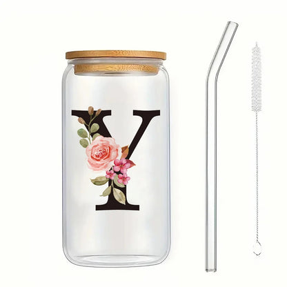 Alpha Bloom Glass – A to Z Floral Letter Cup