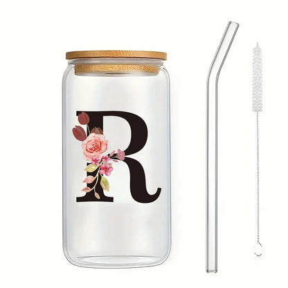 Alpha Bloom Glass – A to Z Floral Letter Cup
