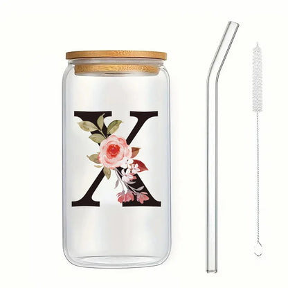 Alpha Bloom Glass – A to Z Floral Letter Cup