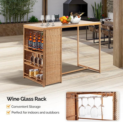 MKDK Luxe Outdoor Bar Set – 5 Piece Patio High Top Table & Chairs