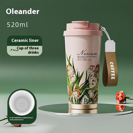 BrewBloom™ – Ceramic-Look Thermo Cup with Straw