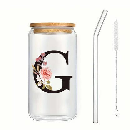 Alpha Bloom Glass – A to Z Floral Letter Cup