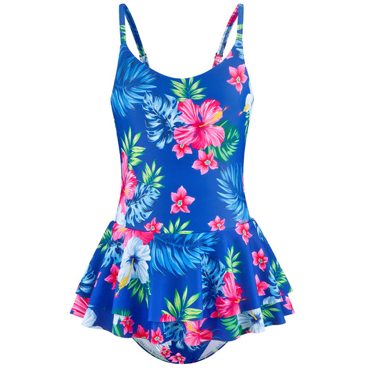 Bloom plash – Floral One-Piece Skirted Swimsuit for Girls
