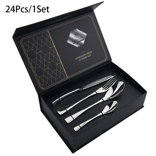 ✨MirrorLux – 24pcs Premium Cutlery Set 🍴💎