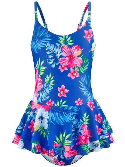 Bloom plash – Floral One-Piece Skirted Swimsuit for Girls